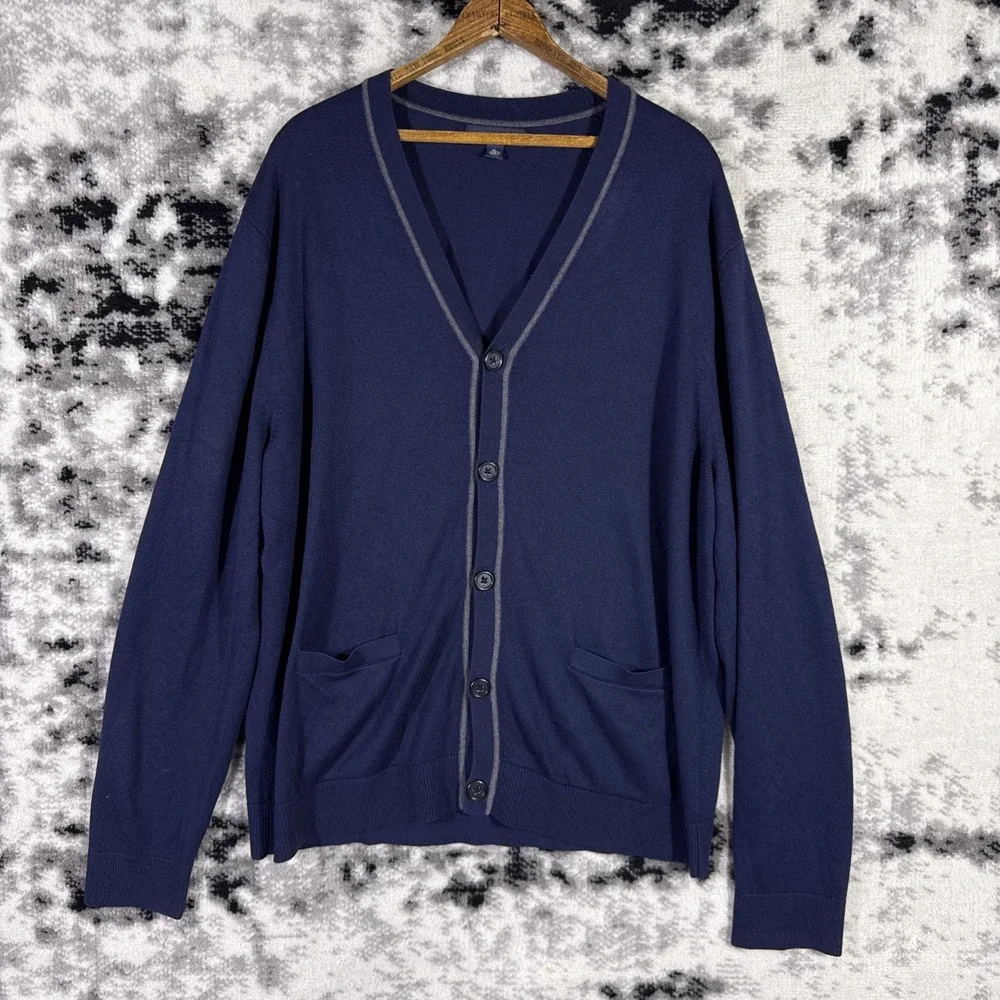 Banana Republic Sweater Mens Size Extra Large Navy Silk Cotton Cashmere V-Neck